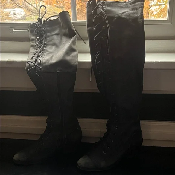 Jeffrey Campbell Black Lace-Up Boots - Picture 2 of 9